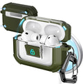 R-FUN for AirPods Pro 3 Case with Lock Magnetic Lid MagSafe, Green | Compatible Apple AirPods Pro 3, Compatible MagSafe, Protective Case with Cleaner Kit & Carabiner, Powerful Drop Protection