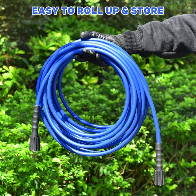 Pressure Washer Hose 50 FT 1/4" ID, Kink Resistant Power Washer Hose with M22 Fittings, Rated up to 3200 PSI