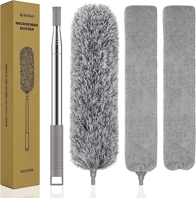 SetSail Dusters for Cleaning 100-inch Extra-Long Gap Duster with Extension Pole Bendable Microfiber Head Washable Ceiling Fan Cleaner Duster for High Ceilings, Floor