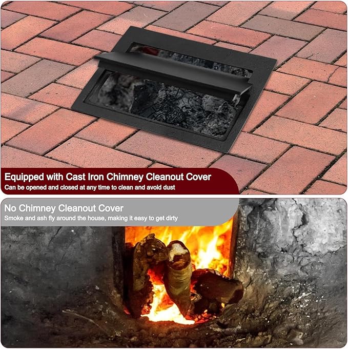 Hiorucet Cast Iron Fireplace Ash Dump Door Chimney Cleanout Door, Chimney Cleanout Cover, Ash Dump Cover, Fireplace Cleanout Cover Used to Isolate Ashes for Easy Cleanup of Debris, 4 1/2 by 8 5/8 Inch