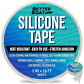 White Heavy Duty Silicone Tape, Self-Fusing Rubber Hose and Plumbing Water Pipe Repair Seal, Coax Electrical or Waterproof Tape for Leaks, 15ft