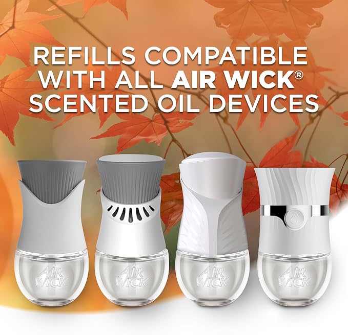 Air Wick Plug In Scented Oil Refill, 10ct, Bonfire & Crisp Fall Air + Brown Sugar & Vanilla, Essential Oils, Air Freshener.