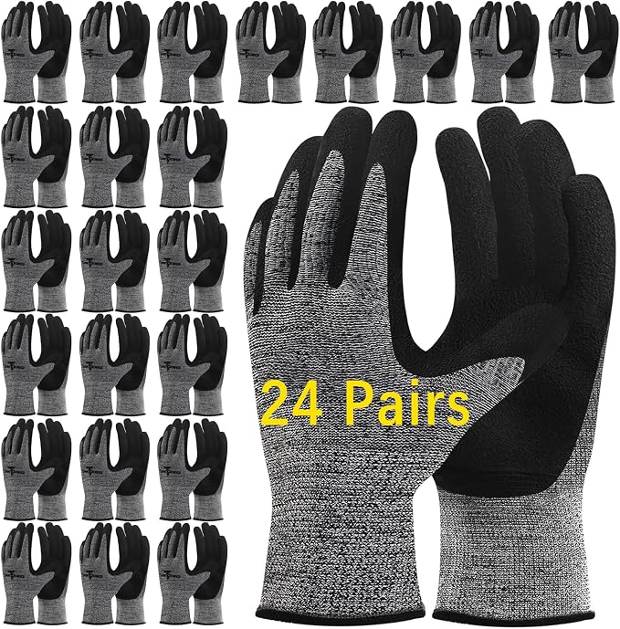24 Pairs bulk gardening gloves guantes de trabajo para hombre work gloves with grip,Breathable latex dipped gloves,Superior to nitrile rubber,Suitable for weeding, construction, outdoor work