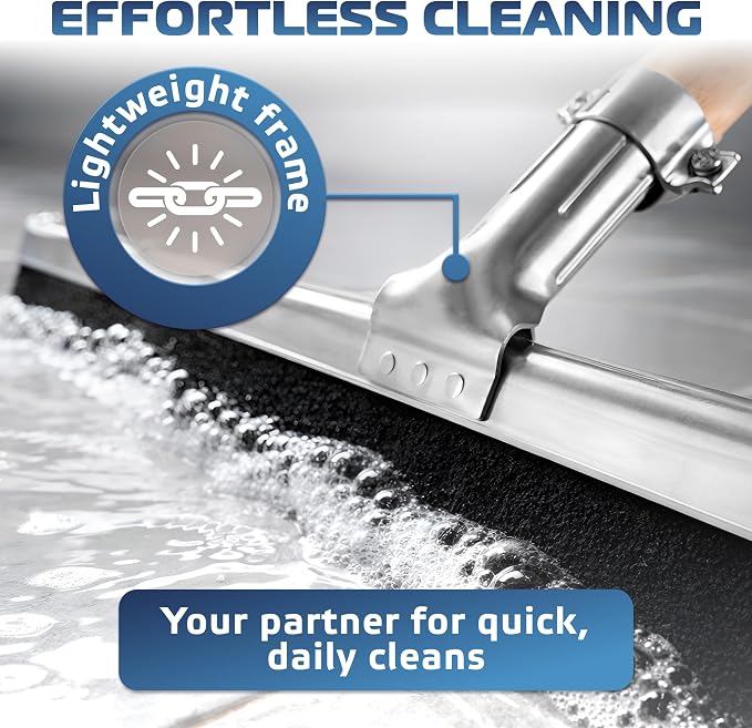 Uneven Surface Floor Squeegee 22’’, Double Foam Blade Garage Squeegee, Taper Pole Connection - Handle Sold Separately for Tiles, Concrete and Asphalt