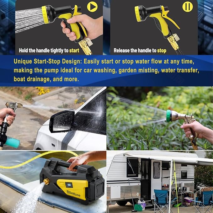 Battery Powered Water Transfer Pump, Cordless Power Washer Compatible Makita 18V, 2Ah-5Ah Battery, Cordless Water Pump, Self-Priming RV Water Pumps, Pressure Pump 50FT Head(Not include Battery)