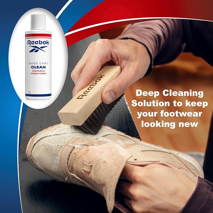 Reebok Restore Kit - Shoe Cleaner Kit, 6oz Cleaner and Conditioner with Premium Shoe Cleaning Brush - Shoes Cleaner Kit for Sneakers, Leather, Suede, Canvas & More