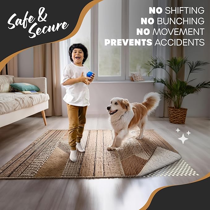 Nevlers 10'x14' White Non Slip Rug Pad | PVC Anti Skid Rug Gripper for Hardwood Floors & Other Surfaces | Open Weave Rug Stoppers to Prevent Sliding | Customizable Non Slip Rug Grippers Carpet Pad