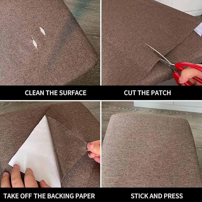 Fabric Repair Patches, Linen Repair Tape Self-Adhesive Fabric Patches Durable, DIY Large Linen Tape for Sofa, Couches, Furniture, Chair, Clothing （3.5X79 Inch, White）