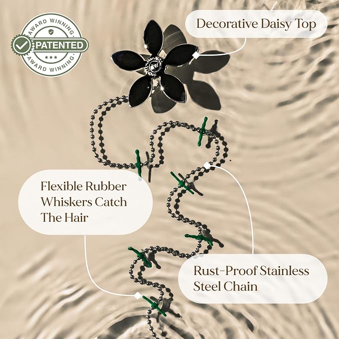 DrainWig Shower Drain Hair Catcher – Disposable Bathroom Hair Trap, Easy to Install in Shower Drain Cover, Helps Prevent Clogs – As Seen on Shark Tank – Silver Flower (4-Pack)