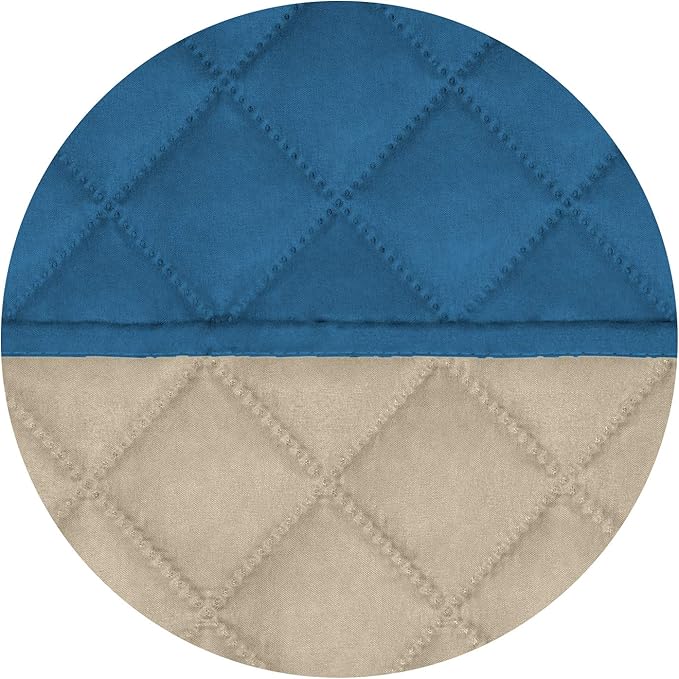 PureFit Reversible Quilted Sofa Cover, Water Resistant Slipcover Furniture Protector, Washable Couch Cover with Non Slip Foam and Elastic Straps for Kids, Pets (X Large, Peacock Blue/Beige)