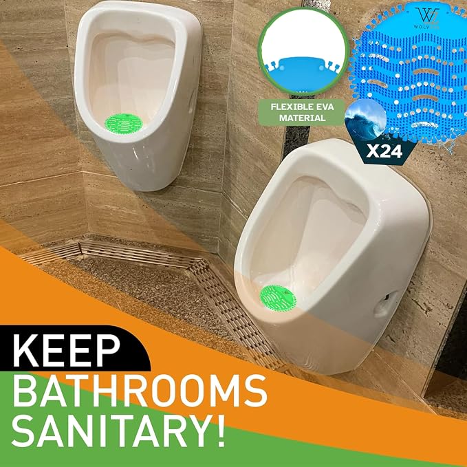 Urinal Screen Deodorizer (24 Packs) with 48 Gloves | 1 Fresh Scents OceanBreeze | Urinal Cakes |Anti-Splash - Odor Protection for Toilets in Bathroom Restaurant Office Stadium School