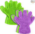 Ferraycle 2 Packs Car Wash Mitt 5 Finger Microfiber Wash Mitts Auto Car Dusting Gloves Double Sided Cleaning Gloves for Kitchen Home(Blue and Black)