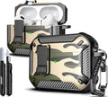 R-FUN for AirPods Pro 2 Case with Lock Magnetic Lid, Camo | Compatible with AirPods Pro 2nd Generation and AirPods Pro 1st Generation (2019) Case with Cleaner Kit & Carabiner, MagSafe