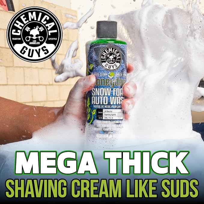 Chemical Guys, Honeydew Snow Foam Car Wash Soap for Foam Cannons, 64 oz | High-foaming pH-balanced suds for cannons, guns or buckets, gentle on wax and coatings, fresh honeydew scent