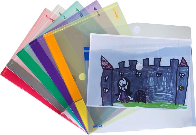 Tarifold A6 Document Holders with Hook-and-Loop Closure, 6 Pack | 6 polypropylene A6 holders, hook-and-loop closure, 6.25 x 4.5 inches, assorted colors, organizes small documents