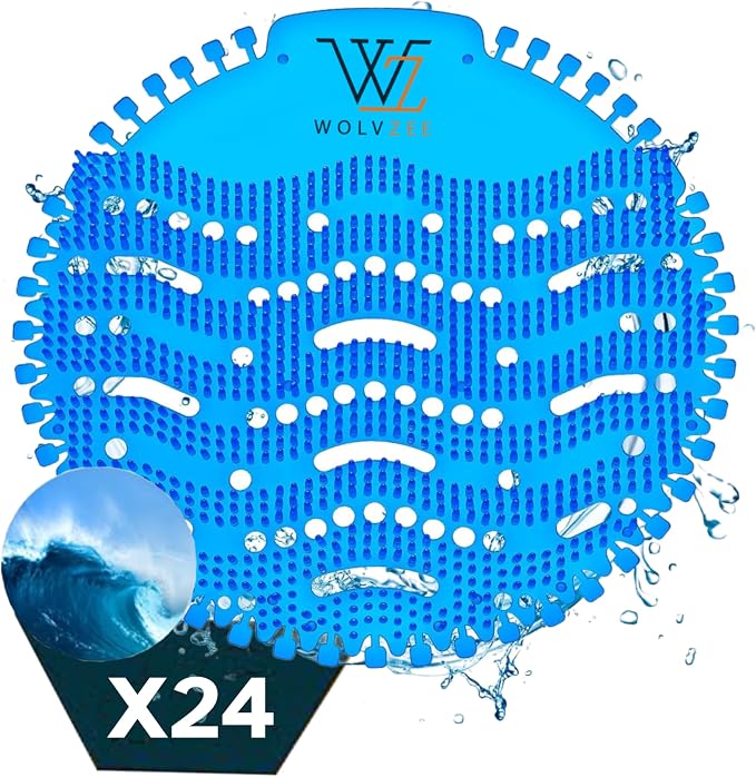 Urinal Screen Deodorizer (24 Packs) with 48 Gloves | 1 Fresh Scents OceanBreeze | Urinal Cakes |Anti-Splash - Odor Protection for Toilets in Bathroom Restaurant Office Stadium School