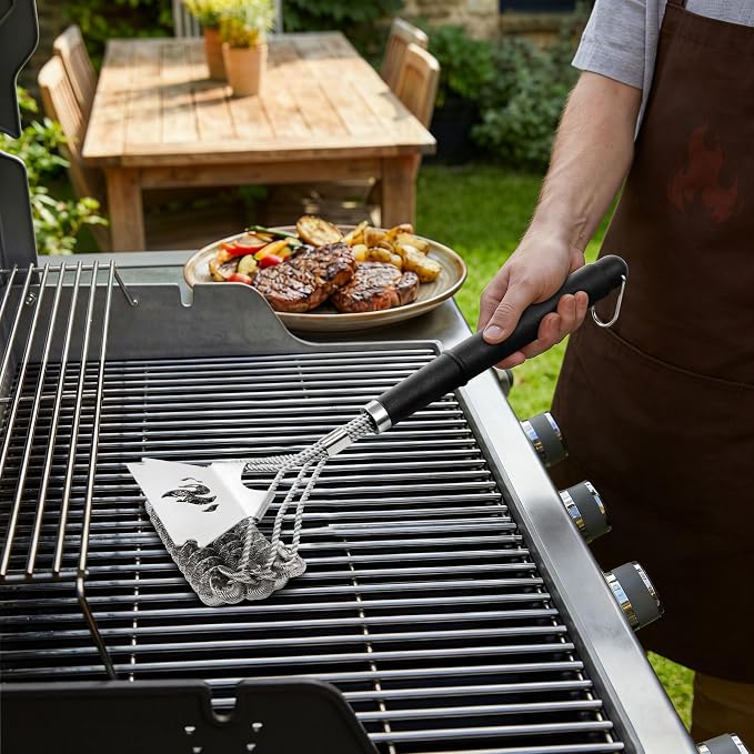 TNTOR Grill Brush Bristle Free with Scraper, 18" Handle BBQ Grill Brush for Outdoor Grill, Extra Strong Grill Cleaner Brush for Grill/Smoker/Gas/Charcoal, Father's Day Grill Gifts for Men/Dad