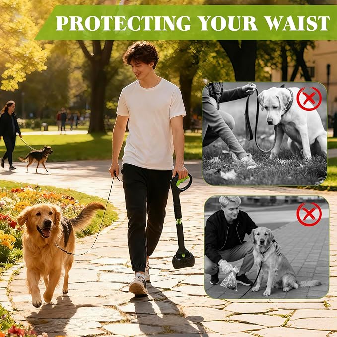 Heavy Duty Dog Poop Scooper, Lightweight & Easy to Use, with Long Handle | Sturdy & Durable, Easy Single-Hand Operation, No More Bending, High-Strength Material, Suitable for Grass and Gravel Pick Up