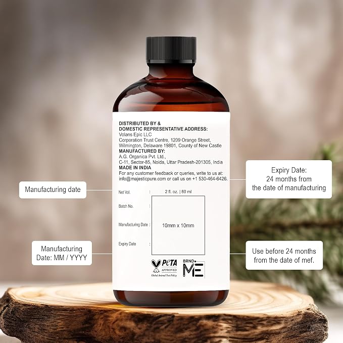Majestic Pure Vanilla Essential Oil for Diffuser - 2 Fl Oz | 100% Natural Essentials Oils Ideal for Humidifier, Air Freshening, Cleaning Home, Bath, Steam Inhalation and Massage