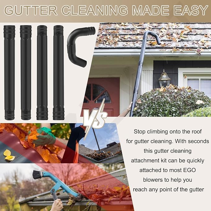 Gutter Cleaning Attachment Replaces AGC1000 Cleaning Kit & Mounting Bracket Kit for EGO 530CFM 580CFM 575CFM 650CFM 615CFM LBX6000, W/Battery Holders - Easily Clear Leaves And Debris From Gutters