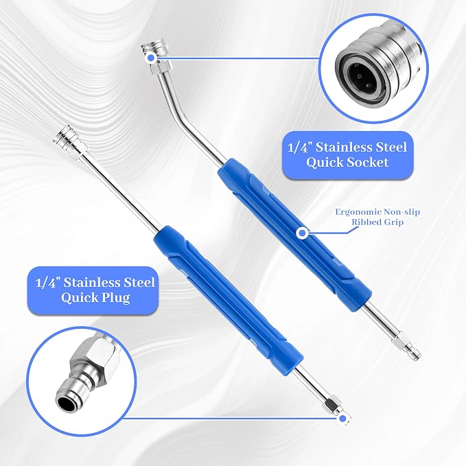 Pressure Washer Extension Wand, 17 Inch, 1/4'' Quick Connect, 2 Pack | Stainless Steel Pressure Washer Wand with Slip Resistant Plastic Protective Cover