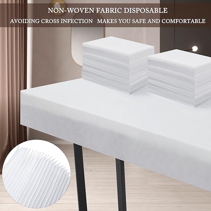 100 Pcs Disposable Bed Sheets 31" x 71" Massage Table Sheets Non Woven Fabric SPA Bed Cover Breathable for Massage Beauty Tattoos (100 Pcs White)