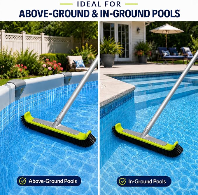 Sepetrel 17.5" Pool Brush Head for Cleaning Walls,Heavy Duty Inground/Above Ground Swimming Pool Scrub Brushes with Premium Strong Bristle & Reinforced Aluminium Back
