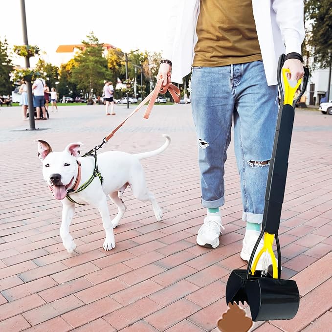 ienjoyed 32" Large Dog Pooper Scooper for Large Dogs Heavy Duty, Non-Breakable Dog Poop Scooper with Wide Handle for Grass, Gravel, Durable Dog Poop Pick Up Tool, Long Handled Poop Grabber | 32-inch Long Handle
