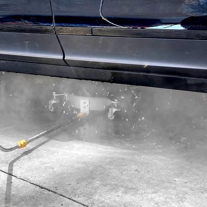 JOEJET Undercarriage Pressure Washer Attachment with 3 Extension Wands | Undercarriage Cleaner with 4 Wheels, 14 Inch Under Car Washer, 4000 PSI