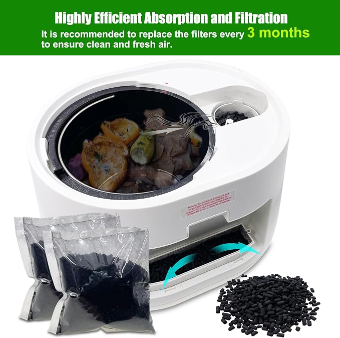 2Pcs Filter Refills for Lomi Smart Composter Top & Back Filter Slots | 6-month Supplement, Replacement Activated Charcoal Filter for Electric Countertop Compost Bin & Smart Waste Kitchen Composter