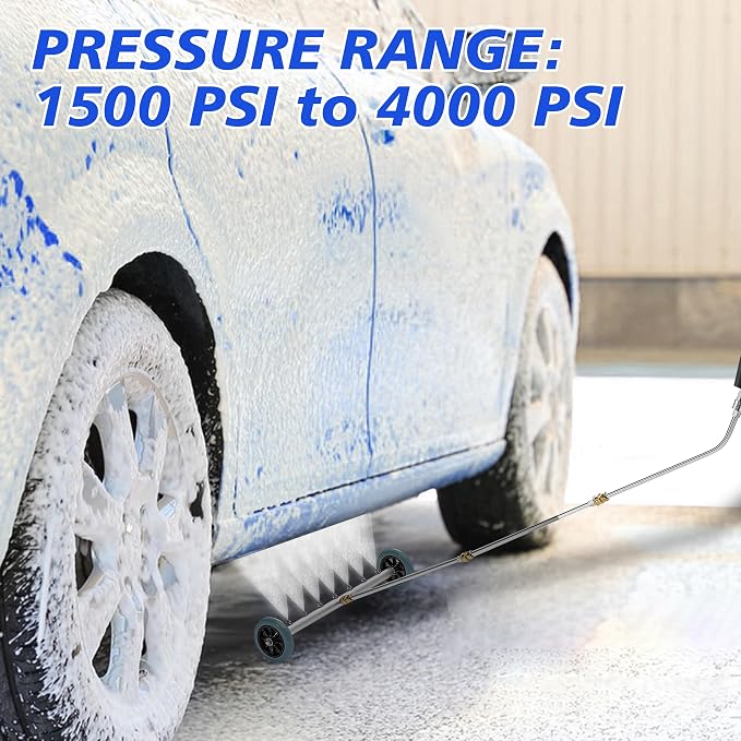 RIDGE WASHER Pressure Washer Undercarriage Cleaner, 24 Inch, 4000 PSI | Undercarriage Car Washer, Under Car Pressure Washer Attachment with 3 Pcs Extension Wand