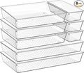8-Pack Clear Plastic Drawer Organizer Trays – Large Dividers for Kitchen Gadgets, Bathroom Storage, Makeup & Vanity Accessories – Multi-Use Home Essentials for Organized Living