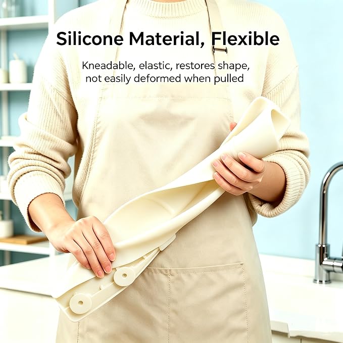 19.2inch(49cm) Silicone SinkSplash Guard, Sink Splash Guard with Suction Cup,Kitchen Sink Water Splash Guard, Kitchen Sink Splash Guard that Can Be Placed Behind (1, Milky White