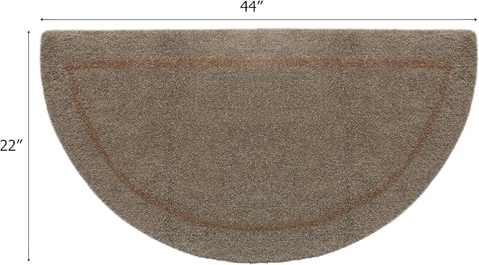 COTTON CRAFT Pure Wool Fireplace Rug - 22x44 inch Natural Tan Hearth Rug | Fire Resistant Hand Tufted Accent Carpet - Half Moon Shaped - Entryway Anti Fatigue Rug
