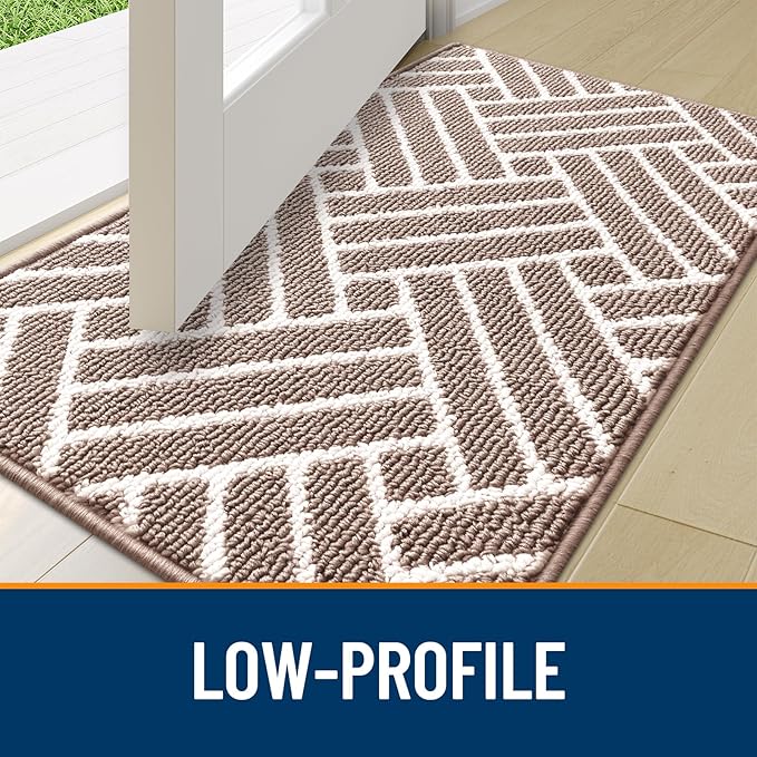 OLANLY Large Indoor Door Mat, 59x35 Inch, Dirt Resistant and Absorbent, Non-Slip Rubber Backing Floor Mats, Easy Clean Low-Profile Doormat for Entryway, Front Door, and Inside Entrance, Brown