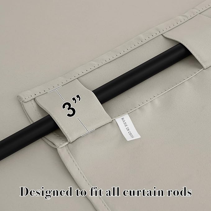 RYB HOME Blackout Curtains for Bedroom, Window Shades Thermal Insulating Privacy Drapes for Living Room Classroom Kitchen Bathroom Dining, Wide 42 x Long 54 inch, Natural 2 Panels