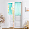 Tollpiz Sheer Door Curtains Closet Linen Textured Curtain Sheers Doorway Light Filtering Voile French Door Rod Pocket Curtains Patio Door, 54 x 63 inches Long, Aqua Blue, Set of 1 Panel