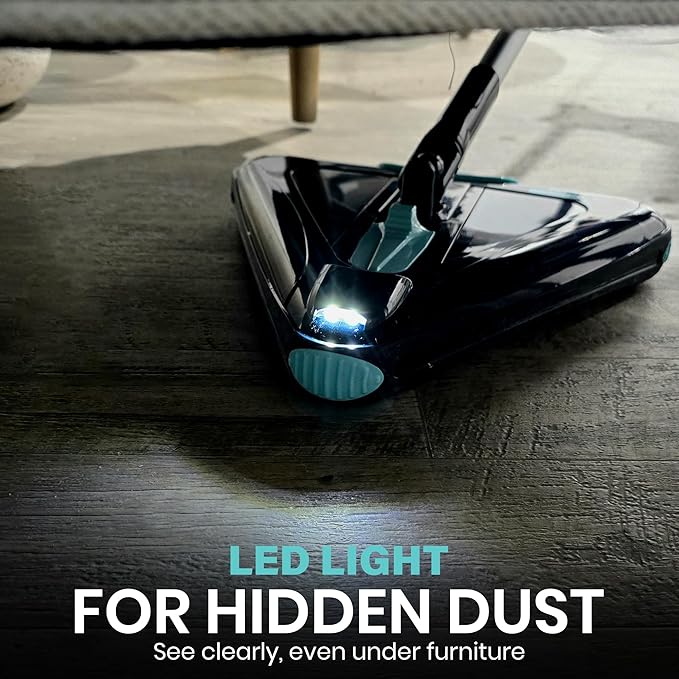 Zippi Sweeper Max - 2025 Version Lightweight Sweeper, Triangular Design Allows for Sweeping in Corners, Perfect for Short Carpet Hardwood and Tile, LED Light, 1 Hr Cleaning Time