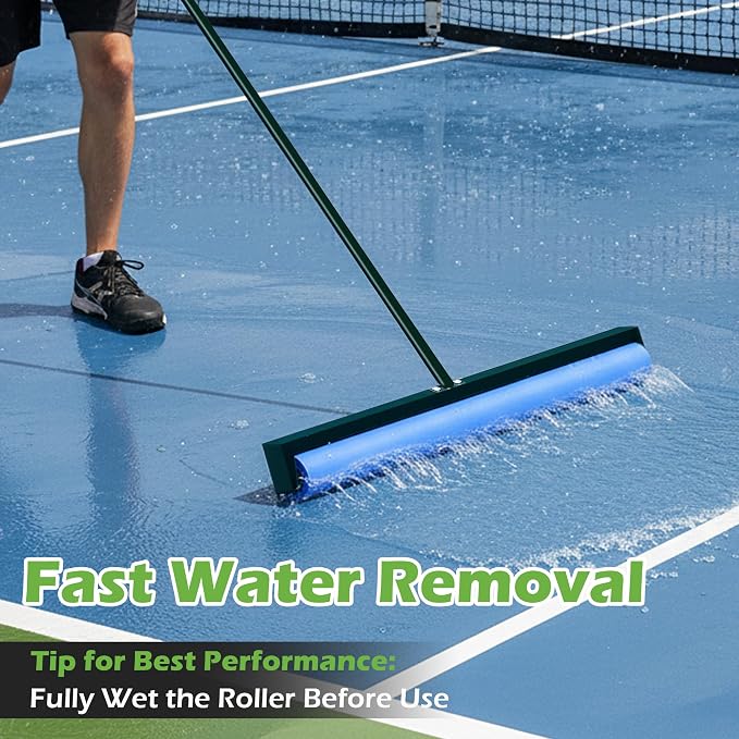 Tennis Court Squeegee, 38'' Foam Tennis Roller for Quick Clearing, Green | Quick Water Removal, Lightweight, PVA Tennis Foam Sponge Roller