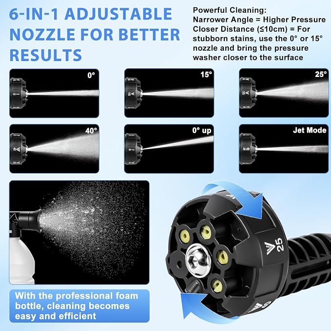 Cordless Portable Washer, Handheld Washer, Battery Operated Washer with 5M Elastic Hose for Car Home with Storage Box 80bar