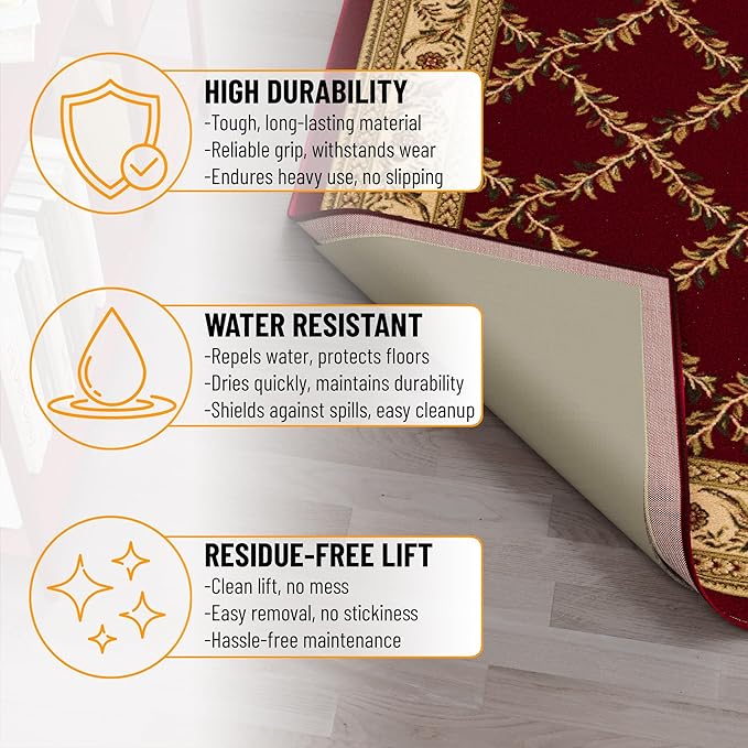 Ottomanson 5' x 8' Non-Slip Rug Pad Gripper 1/4 Inch Thick Dual Surface Felt + Rubber Gripper - Safe for All Floors, Brown