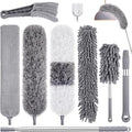9PCS Dusters for Cleaning,Extendable Microfiber Duster with Extension Pole Up to 100'',Bendable Washable and Reusable Dusters Kit for Ceiling Fans, High Ceilings,Blinds,Furniture and Cars | Bendable Washable and Reusable Dusters Kit for Ceiling Fans, H...