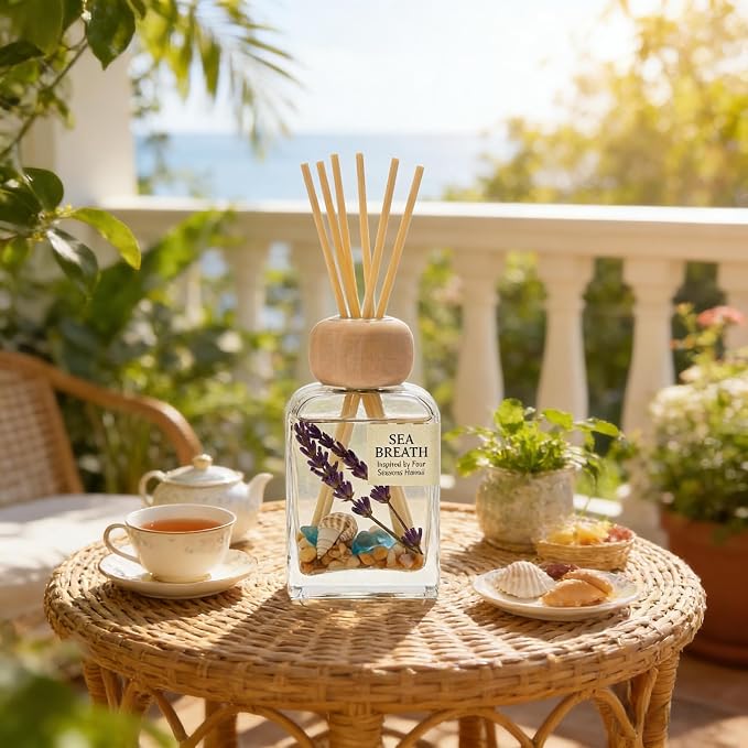 Sea Salt Reed Diffuser, 3.38 Fl Oz | Fresh Ocean Breeze Coastal Decor&Air Fresheners,Lasts for 12 Weeks for Home&Office;Gift-ready