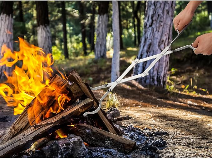 Stanbroil 26" Outdoor Campfire Fireplace Tongs Stainless Steel Log Grabber | Firewood tongs