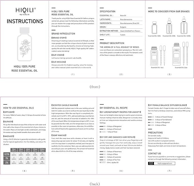 HIQILI Rose Essential Oil Large Capacity for Skin Care & Body Massage | Ideal for Perfume Blending, Candle Making, Diffuser, Hair Care, Oil Soluble, Soft Romantic Scent - 1000mL / 32 fl.oz