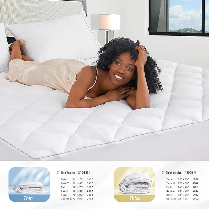Sunflower King Mattress Pad, Hypoallergenic Cotton Mattress Cover, 18-22" Extra Deep Pocket Quilted Protector, Breathable&Noiseless