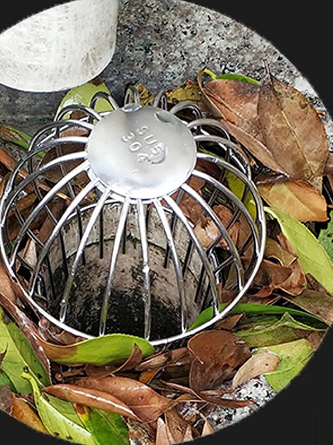 304 Stainless Steel Drain Outdoor Roof Anti-Blocking Line Cap Round Floor Net Cover Drainage Floor Line Leak Gutter Cleaning Tool (4 inch)