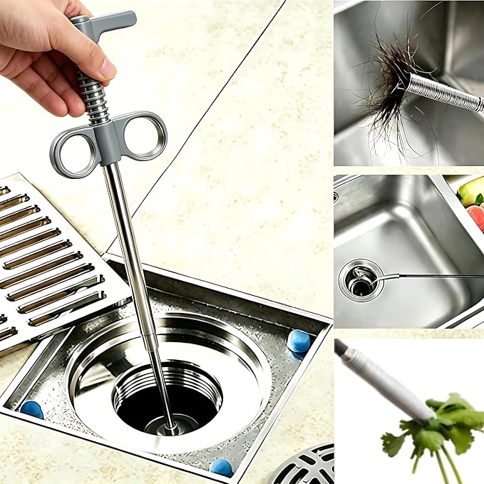 Drain Snake, Drain Clog Remover - Gutter Cleaning Tools Drain Cleaner for Toilet Sewer Shower Kitchen Bathroom Tub Clogged Drains Opener Cleaning Tool, Flexible Grabber Claw Pick Up Reacher (79 inch)