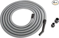 Cen-Tec Systems 30 Ft. Premium Shop Vacuum Extension Hose with 2 tank adapters and 1.25" curved end, Silver