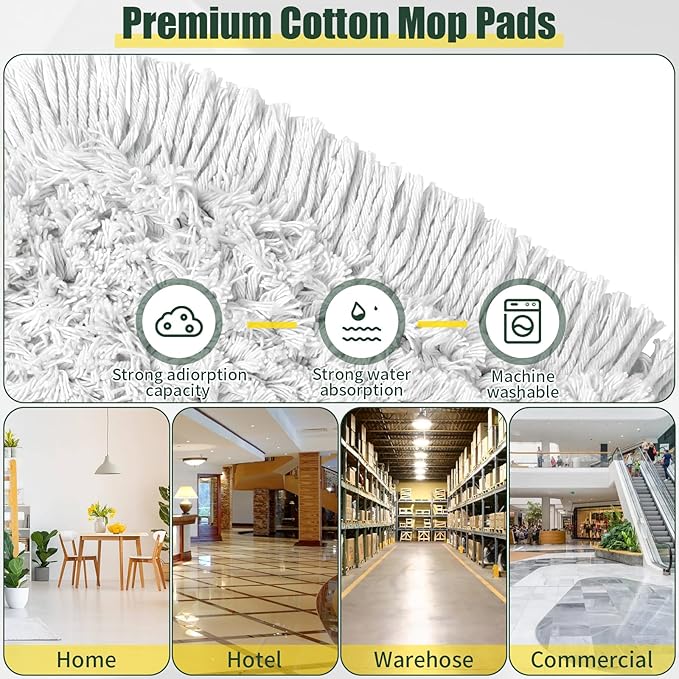 BUVE 36'' Commercial Industrial Dust Mop Replacement Heads, 2 Pack Strength Cotton Mop Refill Pads Washable Fit BUVE Dust Mop B0D1TLKFGT